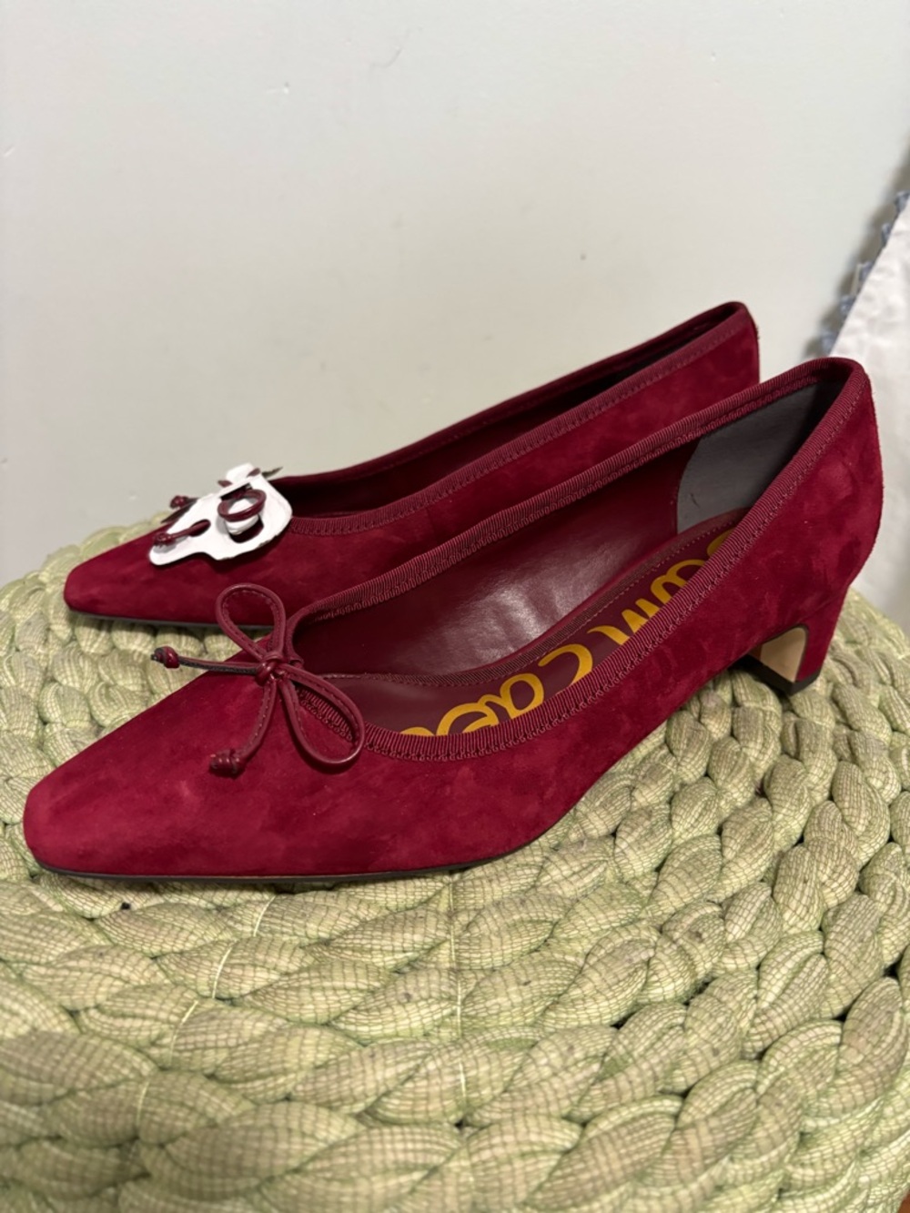 NEW Sam Edelman Rinda Wine Suede Low Block Heel Pumps - Picture 4 of 9